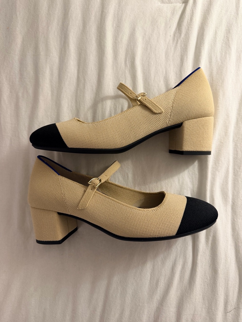 Rothy's Mary Jane Heels (8.5, Cream Cap Toe)